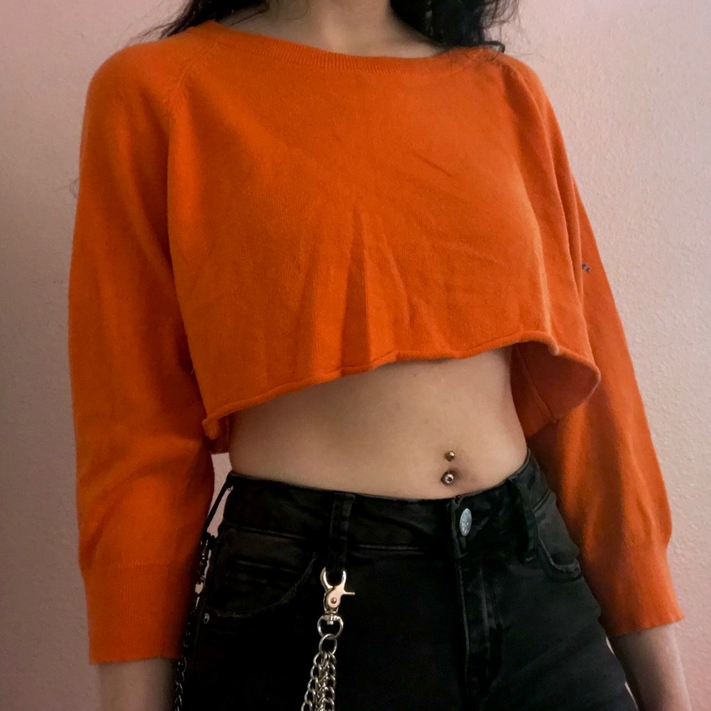 Orange Cropped Sweater